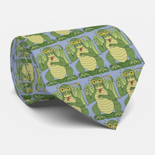 Cute Green Dragon Stropdas (Opgerold)