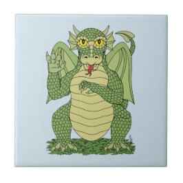 Cute Green Dragon Tegeltje