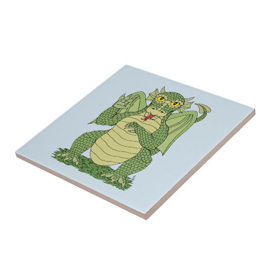 Cute Green Dragon Tegeltje (Zijkant)