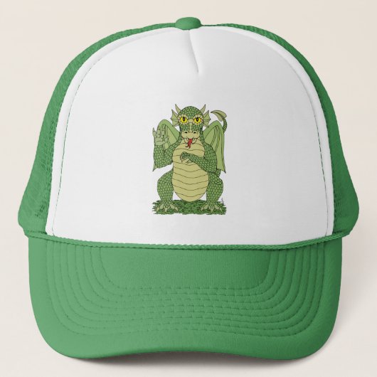 Cute Green Dragon Trucker Pet (Voorkant)