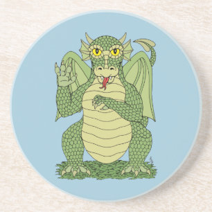 Cute Green Dragon Zandsteen Onderzetter