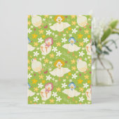 Cute Green Duck & Daisy Flower Seamless Pattern Kaart (Staand voorkant)