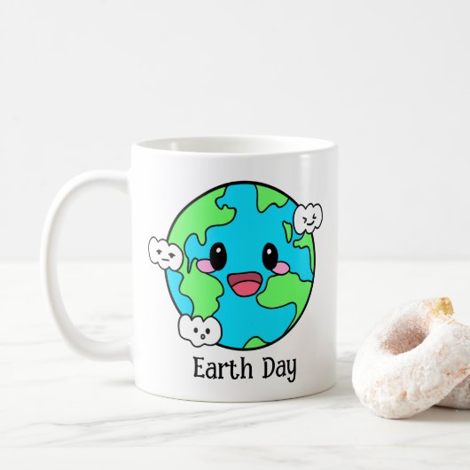 Cute Green Earth Day Coffee Mok (Met donut)