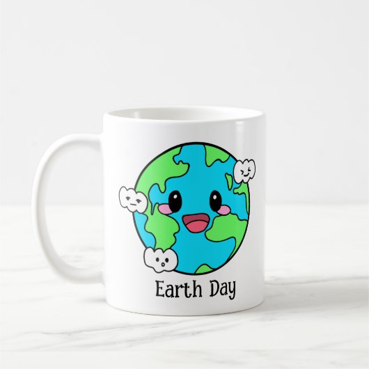 Cute Green Earth Day Coffee Mok (Links)