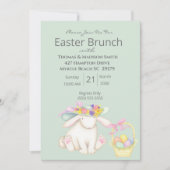 Cute Green Easter Basket Bunny Brunch Uitnodiging (Voorkant)