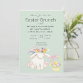 Cute Green Easter Basket Bunny Brunch Uitnodiging (Staand voorkant)