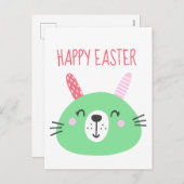 Cute Green Easter Bunny Feestdagenkaart (Voorkant / Achterkant)