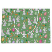 Cute Green Easter Bunny Rabbit Patroon Groot Cadeauzakje (Voorkant)