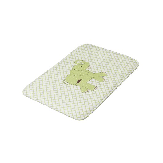 Cute Green Elephant Bath Mat (Gekanteld)