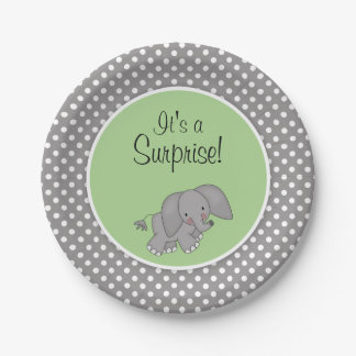 Cute Green Elephant Gender Neutral Baby shower Papieren Bordje