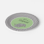 Cute Green Elephant Gender Neutral Baby shower Papieren Bordje (Gekanteld)