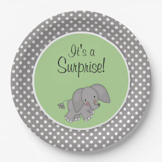 Cute Green Elephant Gender Neutral Baby shower Papieren Bordje
