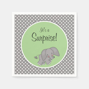 Cute Green Elephant Gender Neutral Baby shower Servetten