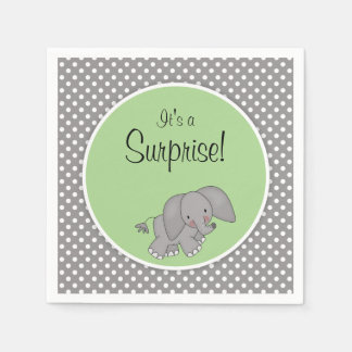 Cute Green Elephant Gender Neutral Baby shower Servetten
