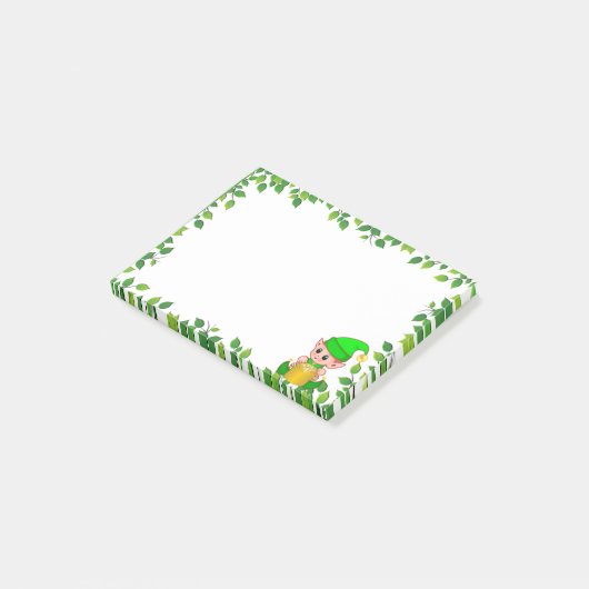 Cute Green Elf en Green Leaf Lijst Post-it® Notes (Schuin)