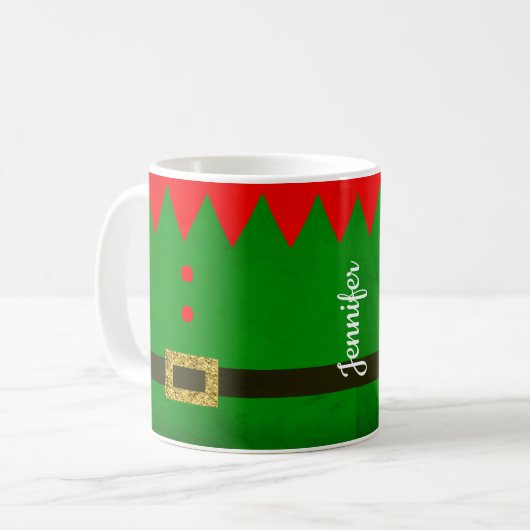 Cute Green Elf persoonlijke kerstMok Koffiemok (Voorkant links)