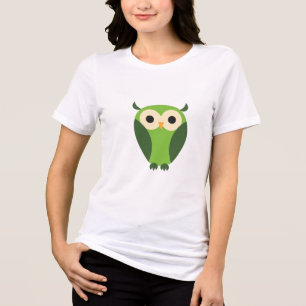 Cute Green en beige Cartoon Owl Tri-Blend Shirt