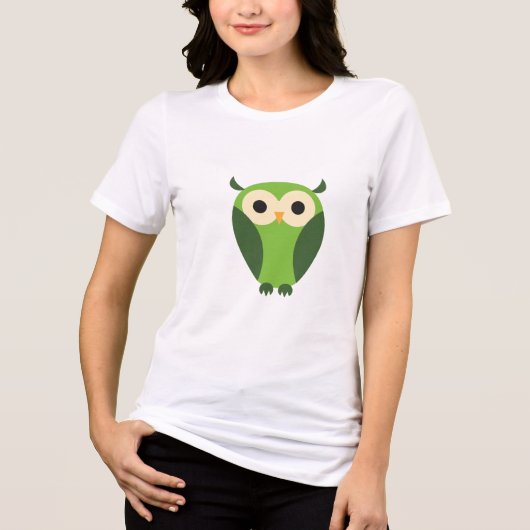 Cute Green en beige Cartoon Owl Tri-Blend Shirt (Voorkant)