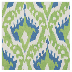 Cute green en blauwgroen blue ikat tribal patroon stof