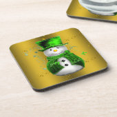 Cute Green en Gold Snowman Kerstmis Bier Onderzetter (Linkerzijde)