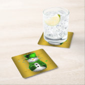 Cute Green en Gold Snowman Kerstmis Kartonnen Onderzetters (Insitu)