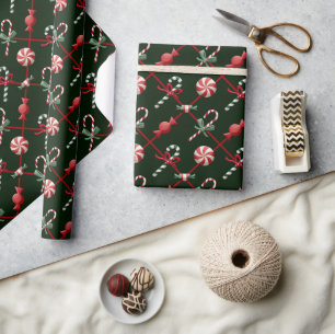 Cute Green en Red Kerstmis Snoep Gift Cadeaupapier