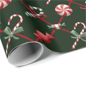 Cute Green en Red Kerstmis Snoep Gift Cadeaupapier (Rol Hoek)