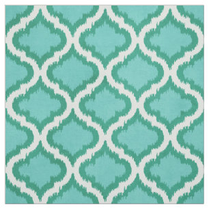 Cute green en turquoise ikat Morocat Stof