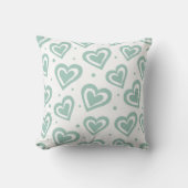 Cute Green en White Heart Pattern Kussen (Voorkant)