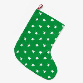 Cute green en white stars grote kerstsok