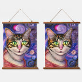 Cute Green Eyes Cat Hangend Wandkleed (Dubbel)