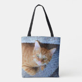 Cute Green Eyes Oranje Tabby Cat Tote Bag (Achterkant)