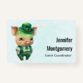 Cute Green Fairytale Pig in Fancy Attire Badge (Achterkant)