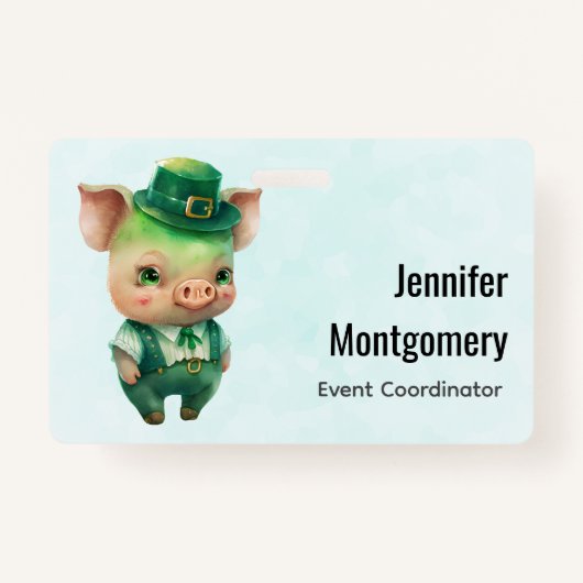 Cute Green Fairytale Pig in Fancy Attire Badge (Voorkant)