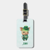 Cute Green Fairytale Pig in Fancy Attire Bagagelabel (Voorkant verticaal)