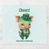 Cute Green Fairytale Pig in Fancy Attire Bier Etiket (Enkel label)