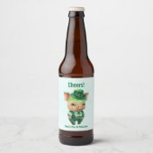 Cute Green Fairytale Pig in Fancy Attire Bier Etiket (Voorkant)