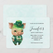 Cute Green Fairytale Pig in Fancy Attire Birthday Kaart (Voorkant / Achterkant)
