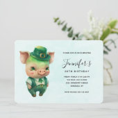 Cute Green Fairytale Pig in Fancy Attire Birthday Kaart (Staand voorkant)