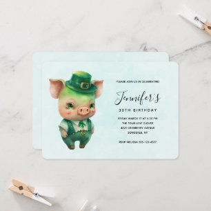 Cute Green Fairytale Pig in Fancy Attire Birthday Kaart