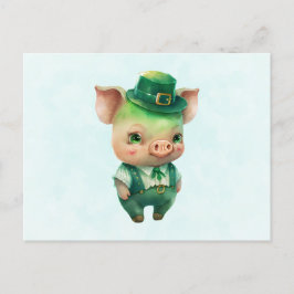 Cute Green Fairytale Pig in Fancy Attire Briefkaart