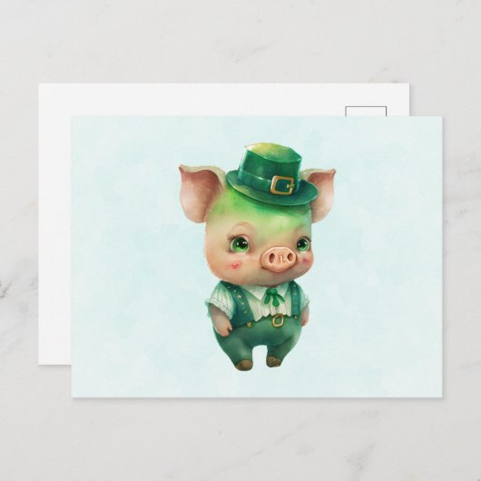 Cute Green Fairytale Pig in Fancy Attire Briefkaart (Voorkant / Achterkant)