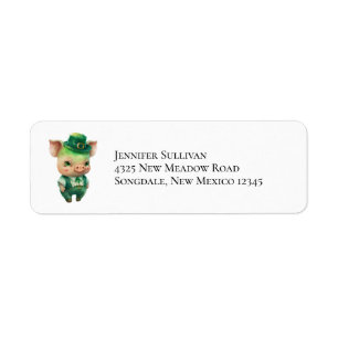 Cute Green Fairytale Pig in Fancy Attire Etiket