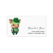 Cute Green Fairytale Pig in Fancy Attire Etiket (Voorkant)