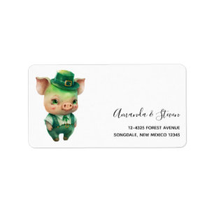 Cute Green Fairytale Pig in Fancy Attire Etiket