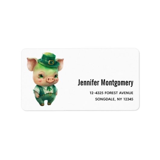 Cute Green Fairytale Pig in Fancy Attire Etiket (Voorkant)