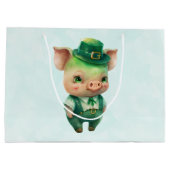 Cute Green Fairytale Pig in Fancy Attire Groot Cadeauzakje (Achterkant)