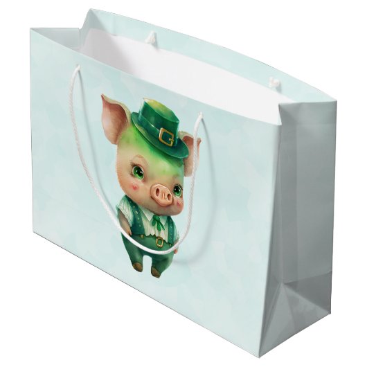 Cute Green Fairytale Pig in Fancy Attire Groot Cadeauzakje (Achterkant Gekanteld)