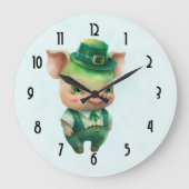Cute Green Fairytale Pig in Fancy Attire Grote Klok (Voorkant)