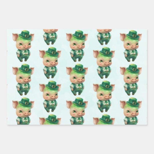 Cute Green Fairytale Pig in Fancy Attire Inpakpapier Vel (Voorkant 2)